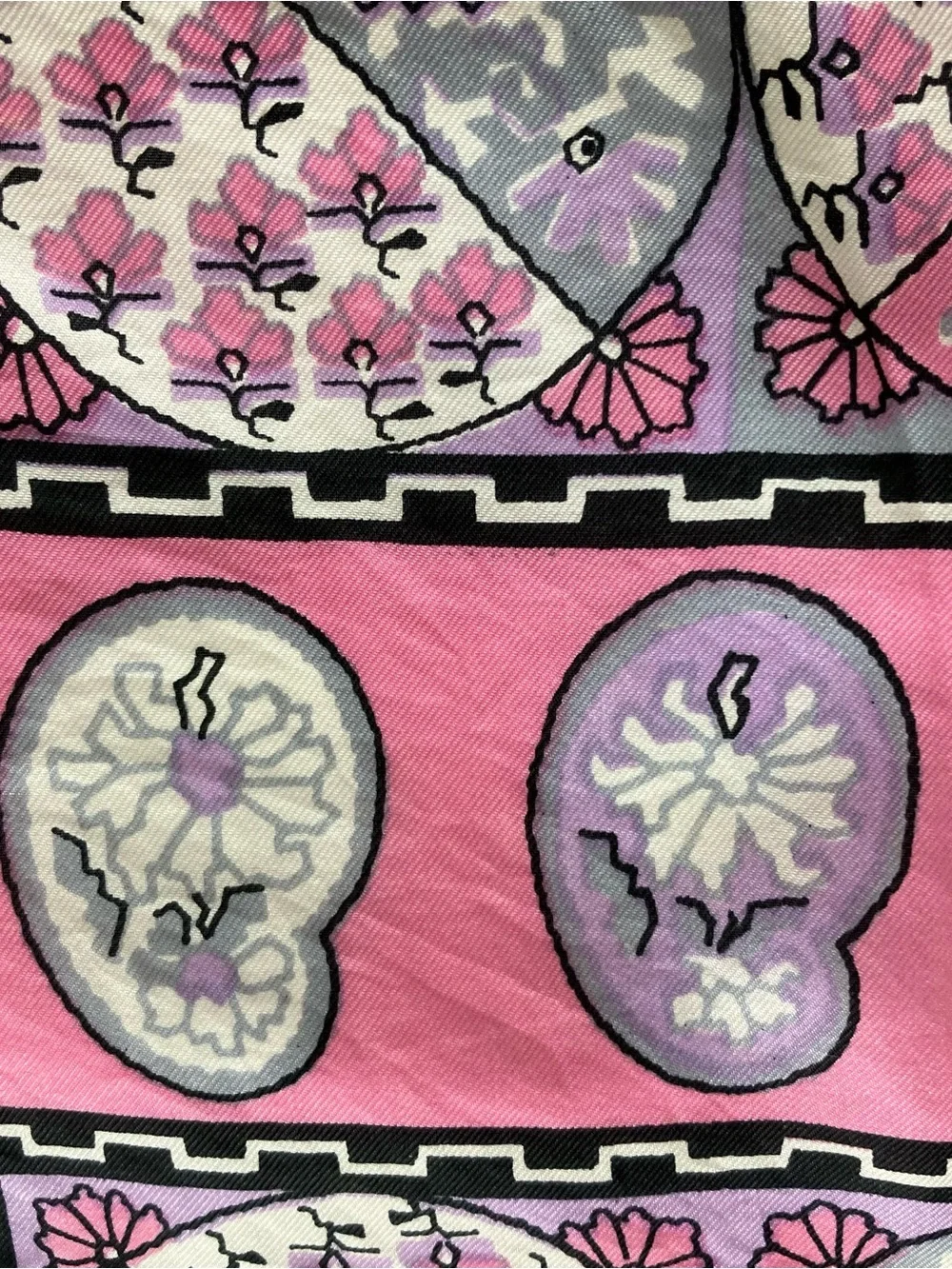 Silk Floral Pink & Magenta Woman’s Square Scarf, Geometric